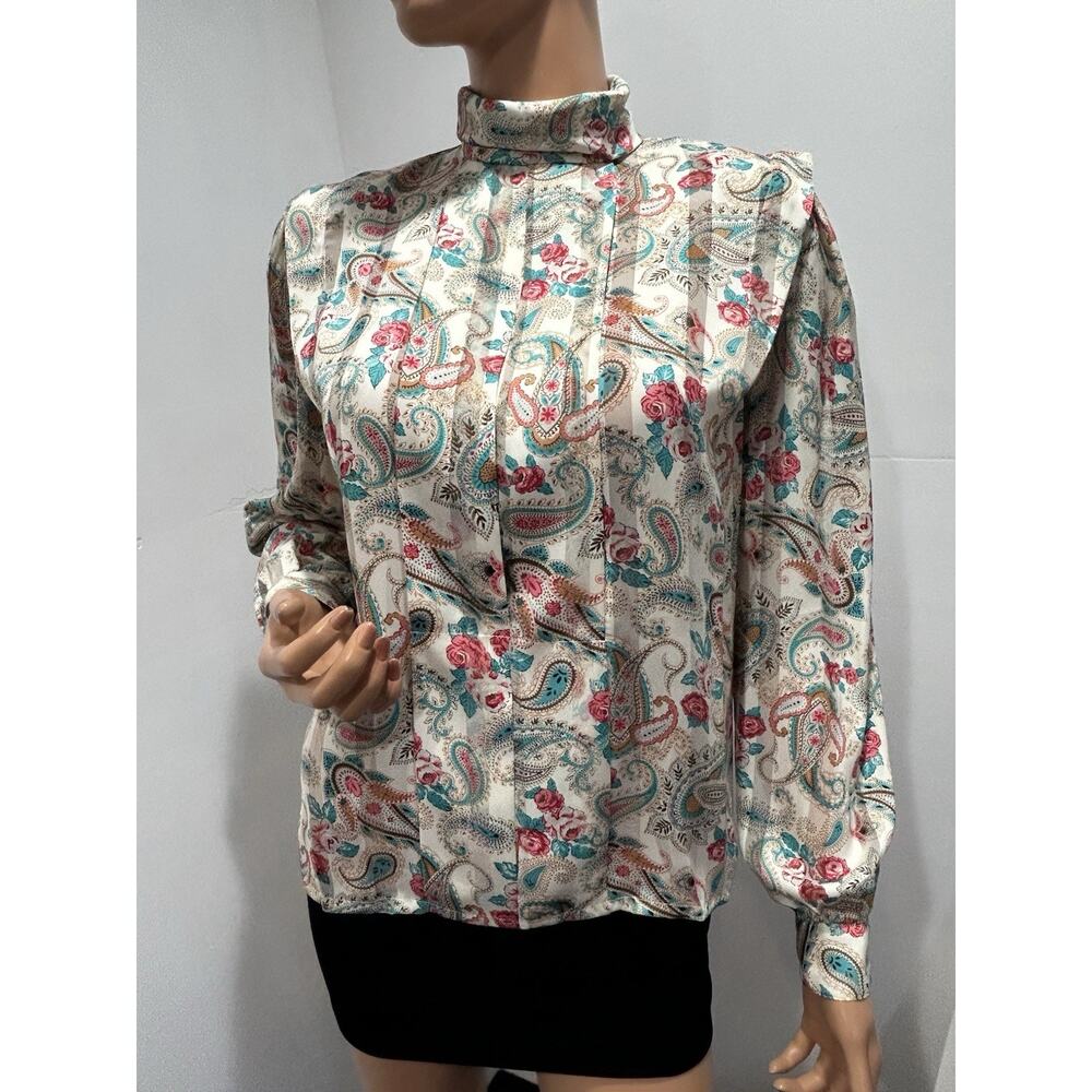 Nicola blouses for women Size 10 Paisley Pattern Pleated Long Sleeve